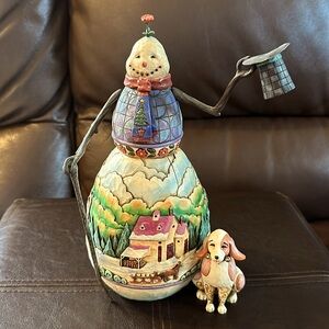 Jim Shore Heartwood Creek Snowman with Dog Figurine. Excellent Condition.